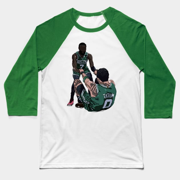 Jaylen Brown & Jayson Tatum Sketch Baseball T-Shirt by rattraptees